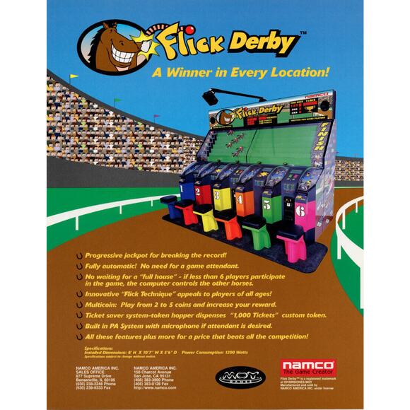 Flick Derby Arcade Flyer Original NOS Video Game Art Print Promo Horse Racing - Picture 2 of 2